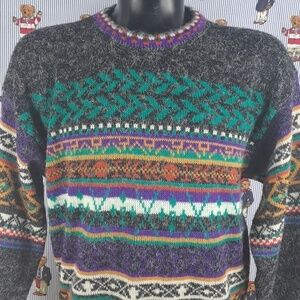 Vintage 80s XSTATX mix blend multicolor pattern LG casual pullover sweater